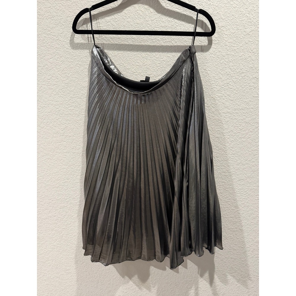 TOPSHOP Metallic Pleated Midi Skirt Silver Women's‎ Size 12